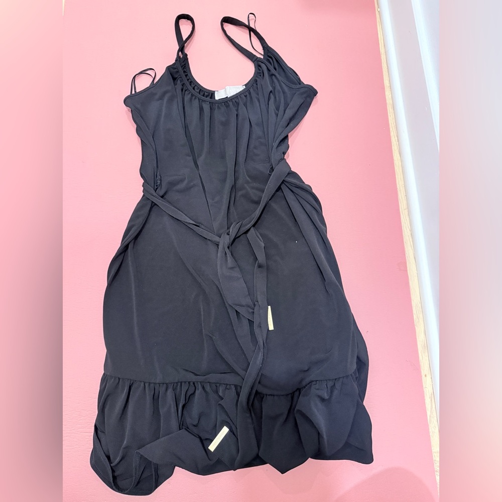MICHAEL Michael Kors Black Mini Dress With Ruffle Hem And Belt Size Medium